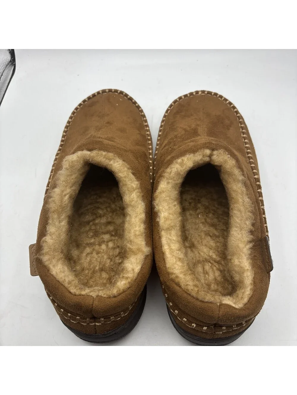 Zigzagger Men Slipper Size 10.5 Slip on Indoor Outdoor Foam Microsuede Fur Brown